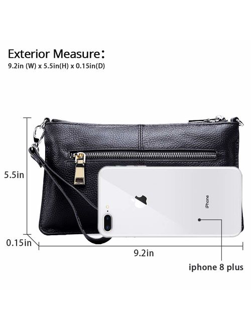 Lecxci Leather Crossbody Purses Clutch Phone Wallets with Card Slots for Women