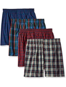 Men's Solid Relaxed Fit Premium Woven Boxer (4 Pack)