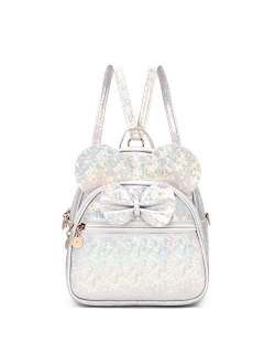 Girls Bowknot Polka Dot Cute Mini Backpack Small Daypacks Convertible Shoulder Bag Purse for Women