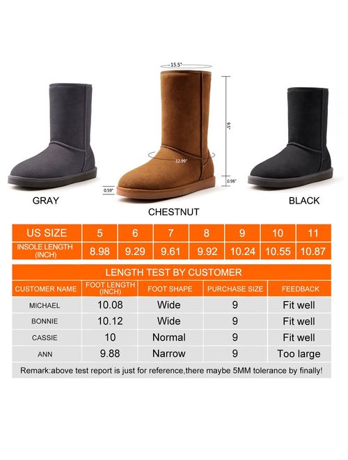 AOMAIS Women's Winter Snow Boots Fur Lined Mid Calf and Mini Outdoor Warm Boot Shoes Ankle Short Booties