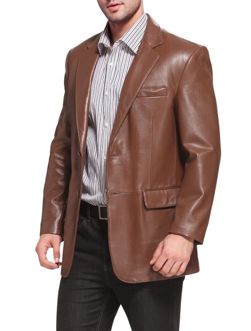 BGSD Men's Richard Classic 2-Button Lambskin Leather Blazer (Regular Big and Tall and Short)