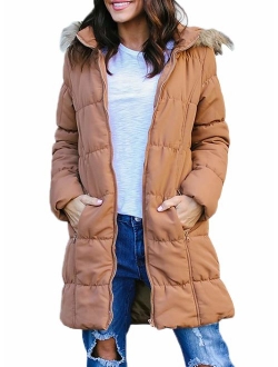 Womens Winter Fashion Zip Up Quilted Jacket Coat Outerwear (S-XXL,No Hooded)