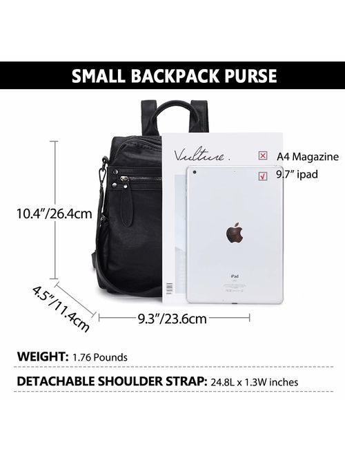 Backpack Purse for Women, PU Leather Fashion Convertible 2 Ways Shoulder Bag VX