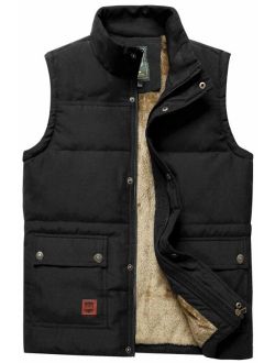 Vcansion Men's Outdoor Stand Collar Fleece Jacket Vest Casual Padded Vest Coats