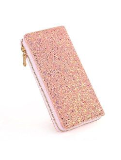 Glitter Wallet for Women Shiny Handbag Long Purse Elegant Clutch, Ladies Card Holder