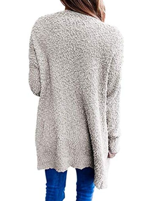 ZESICA Women's Casual Long Sleeve Open Front Soft Chunky Knit Sweater Cardigan Outerwear with Pockets