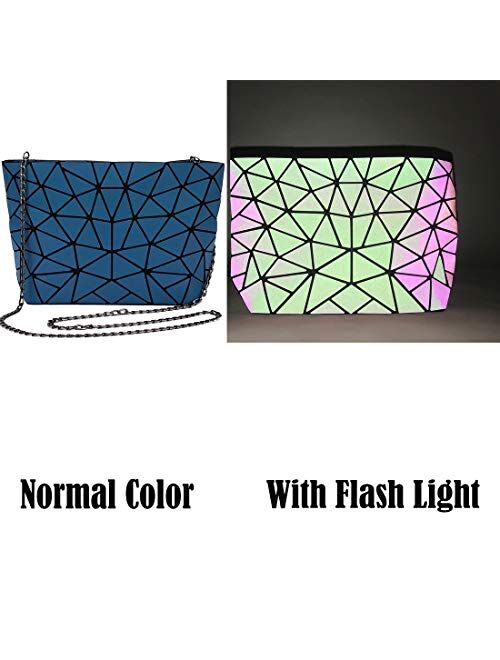 Holographic Geometric Tote Handbag Purse for Women girl Luminous Backpack Purse and tote bag set Crossybody Lady Purse
