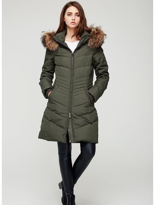 Buy Escalier Women's Down Jacket Winter Long Parka Coat with Raccoon ...