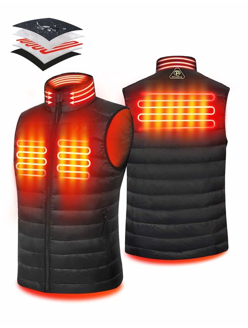 PTAHDUS Men's 90% Down Heated Vest, Lightweight with Neck Warmer, with Battery Pack