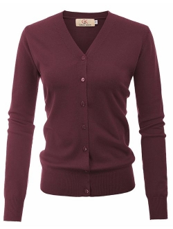 Women's Long Sleeve Button Down Classic Sweater Knit Cardigan