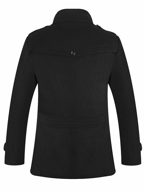 APTRO Men's Wool Blend Pea Coat Quilted Lining Slim Fit Winter Jacket