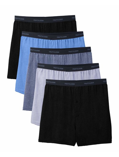 Fruit of the Loom Men's Cotton Solid Elastic Waist Knit Boxers