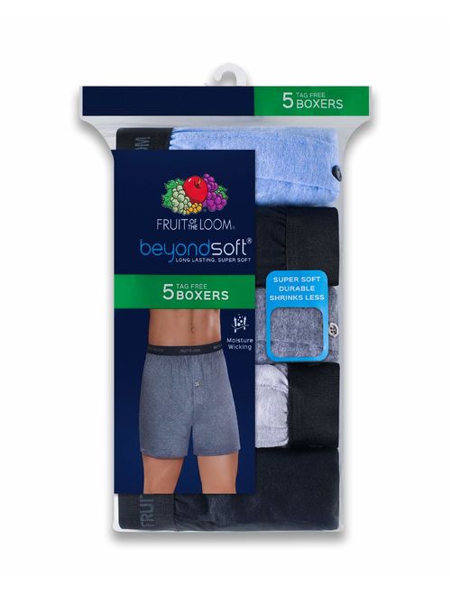 Fruit of the Loom Men's Cotton Solid Elastic Waist Knit Boxers