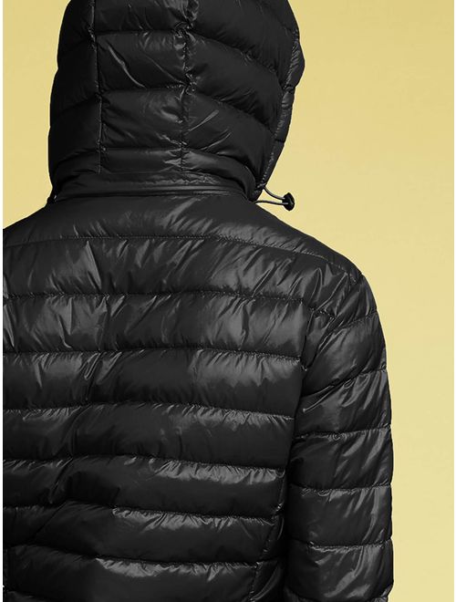 Lock and Love Women's Ultra Light Weight Packable Down Jacket with Removable Hoodie