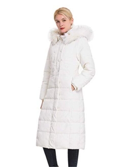 iClosam Women's Winter Long Puffer Coat Mid Length Fur Down Jacket with Hood 