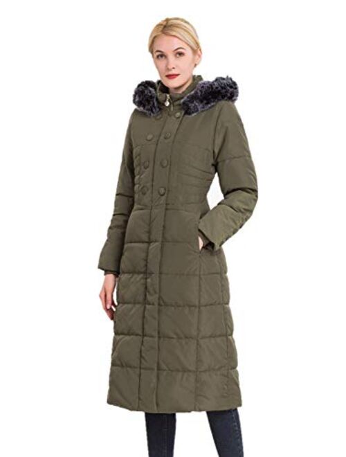 Polydeer Womens Puffer Jacket Max Long Thickened Hooded Coat Vegan Down Winter Parka