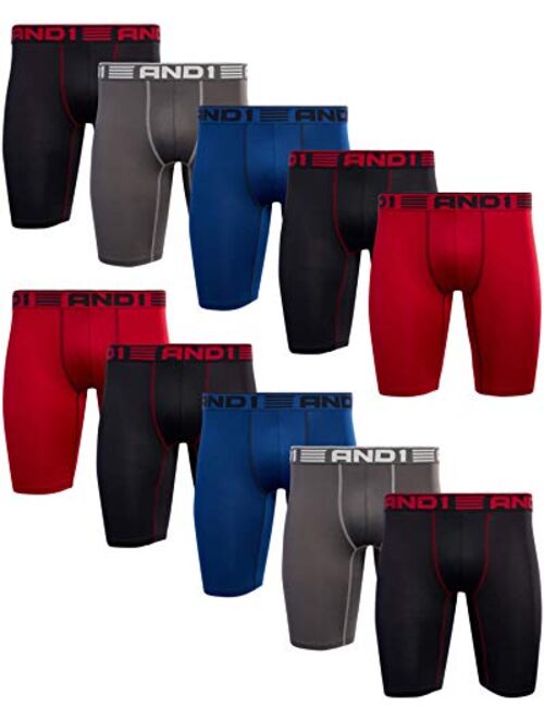 Buy AND1 Men’s Long Leg Performance Compression Boxer Briefs (10 Pack ...