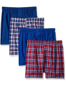 Men's Solid Relaxed Fit 4-Pack Comfortblend Woven Boxers with Freshiq