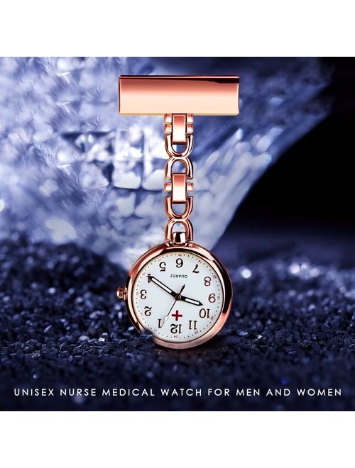WIOR Nurse Lapel Pin Watch Hanging Medical Doctor Pocket Watch Quartz Movement Nurses Watch for Xmas Birthday Mothers Day Gift