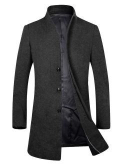 APTRO Men's Winter Single Breased Slim Fit Wool Trench Coat Long Pea Coat Top Coat