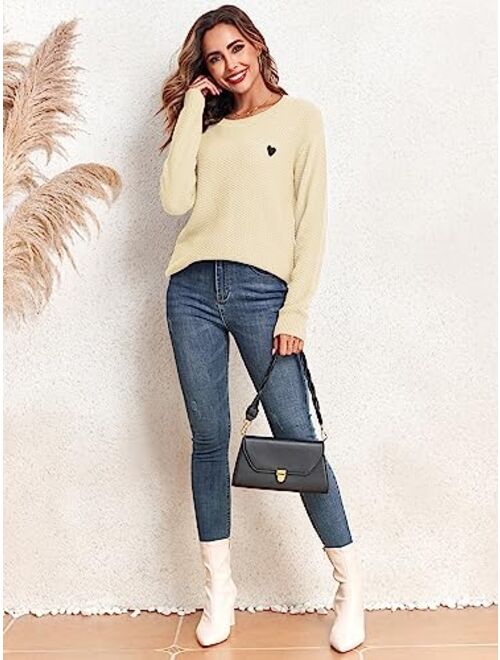 ZAFUL Women's Casual Loose Knitted Sweater Lantern Sleeve Crewneck Fashion Pullover Sweater Tops