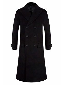 APTRO Men's Winter Full Length Quality Wool Top Coat Quilted Lining Double Breasted Overcoat