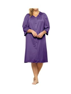 Women's Exquisite Form 10107 Coloratura 3/4 Sleeve Button Down Knee Length Robe