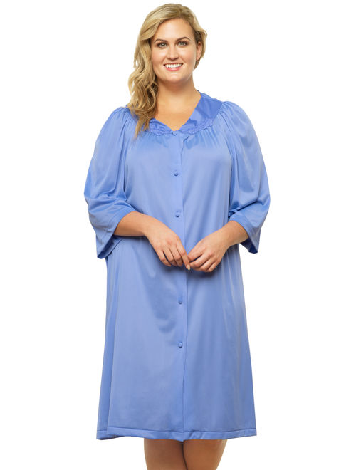Women's Exquisite Form 10107 Coloratura 3/4 Sleeve Button Down Knee Length Robe