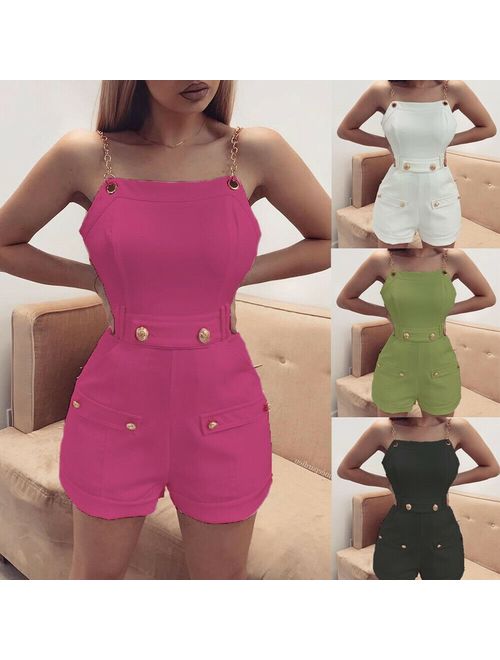Canis Womens Sleeveless Jumpsuit Shorts Romper Ladies Holiday Casual Mini Playsuits