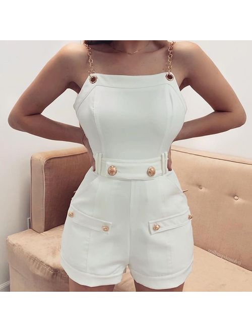 Canis Womens Sleeveless Jumpsuit Shorts Romper Ladies Holiday Casual Mini Playsuits
