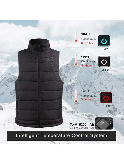N NIFVAN Men's Lightweight Heated Vest with 8.4V Battery Adjustable Electric Warm Vest for Winter Cold Hiking Camping Fishing