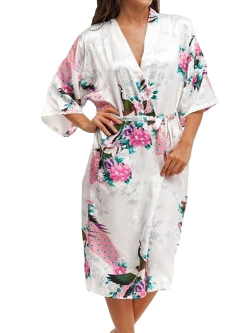 Medium Length Womens Robes, Sizes 2 to 18, Bride and Bridesmaid Robe - Floral Sleepwear