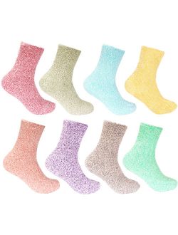 Women's Extra Large Featherlight Fuzzy Plush Warm Cozy Comfy Cute Socks - Assortment 8A - 8prs