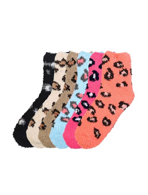 6 Pairs Non-Skid Women's Cozy Slipper Socks Fuzzy Sock Multi Color