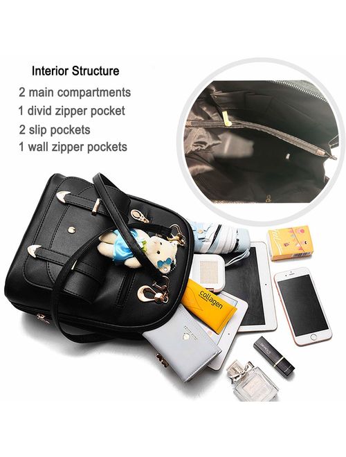 BAG WIZARD Women Small Backpack with 9 Pockets Girls Cute Tiny Purses for Travel Everyday Bag Pack