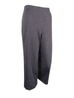 NEW Gray Womens Size 6 Flat-Front Wide-Leg Printed Dress Pants