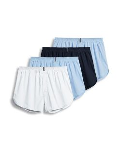 Men's Solid Elastic Waist Underwear Tapered Boxer - 4 Pack