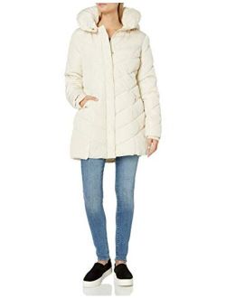 Women's Long Chevron Quilted Outerwear Jacket