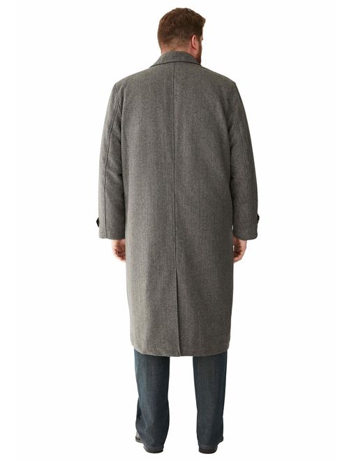KingSize Men's Big and Tall Wool-Blend Long Overcoat