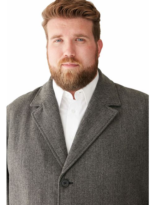 KingSize Men's Big and Tall Wool-Blend Long Overcoat
