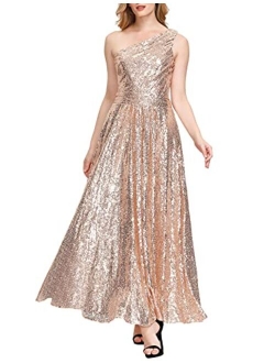 Sequin Bridesmaid Embellished Sleeveless Maxi Evening Prom Dresses