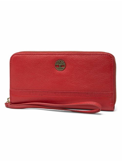 Timberland Womens Leather RFID Zip Around Wallet Clutch with Wristlet Strap