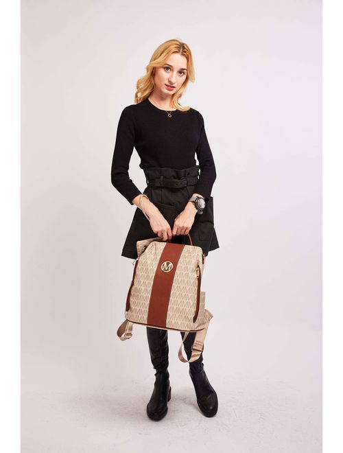 Mkp Collection MKP Women Fashion Backpack Purse Mutil Pockets Signature Anti-Theft Rucksack Travel School Shoulder Bag Handbag with Wristlet