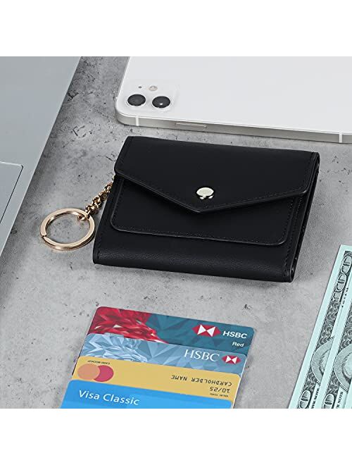 Gostwo Genuine Leather Small Wallet for Women, RFID Blocking Women's Credit Card Holder Mini Bifold Pocket Purse