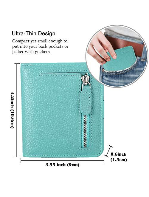 FUNTOR Leather Wallet for women, Ladies Small Compact Bifold Pocket RFID Blocking Wallet for Women