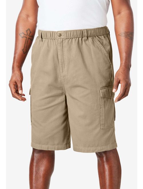 Boulder Creek Men's Big and Tall 9" Full Elastic Waist Single Pocket Cargo Shorts