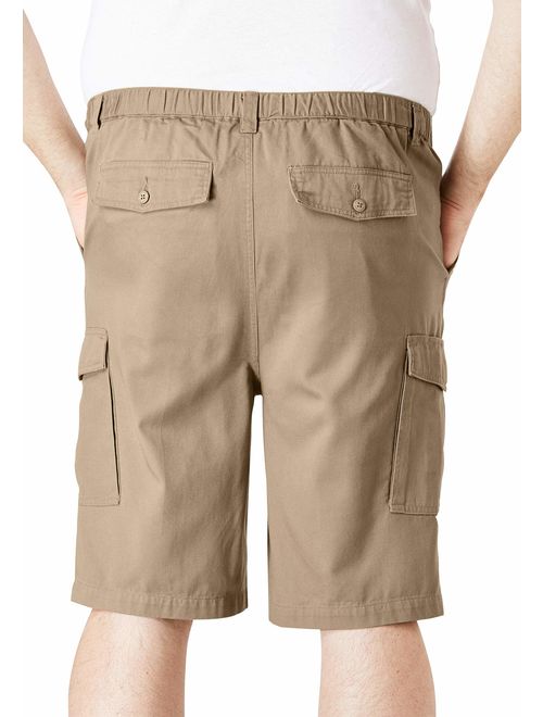 Boulder Creek Men's Big and Tall 9" Full Elastic Waist Single Pocket Cargo Shorts