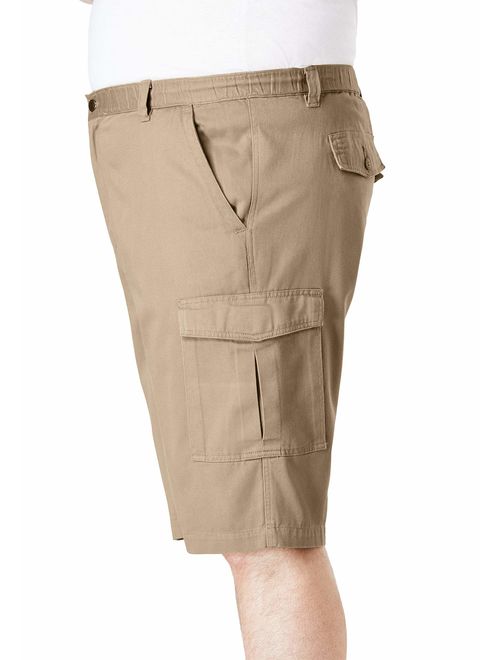 Boulder Creek Men's Big and Tall 9" Full Elastic Waist Single Pocket Cargo Shorts