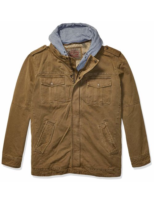 Levi's Men's Washed Cotton Hooded Military Jacket (Regular and Big and Tall Sizes)