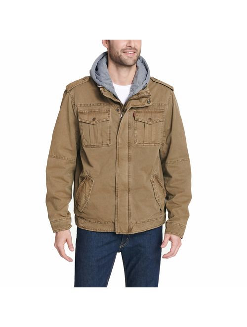 Buy Levi's Men's Washed Cotton Hooded Military Jacket (Regular and Big ...